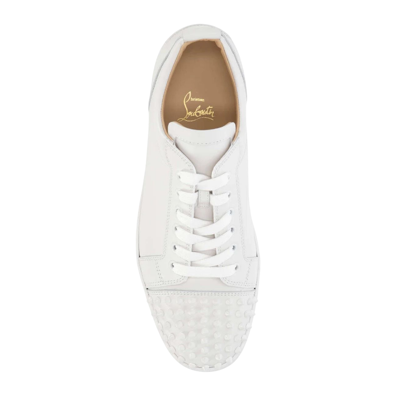 White Leather Spike Louboutins